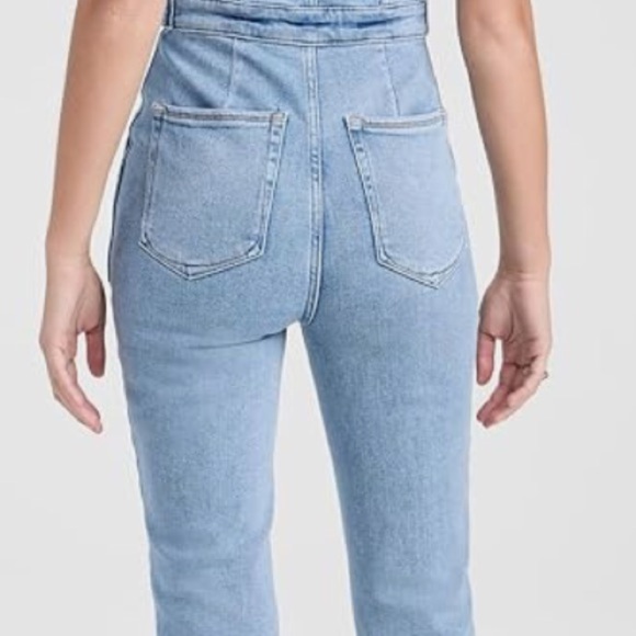 GOOD AMERICAN SHORT SLEEVE DENIM FADE WASH JUMPSUIT! NWT! XL - Picture 7 of 9